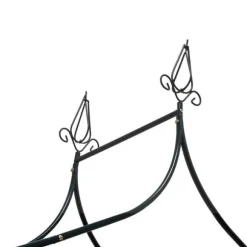 Relaxdays Rosentrellis i metall, stöd för klätterväxter, HxLxP: 255 x 140 x 38 cm, dekorativa spetsar, grön