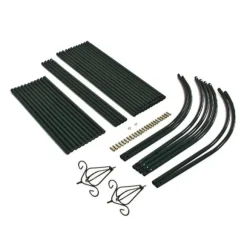 Relaxdays Rosentrellis i metall, stöd för klätterväxter, HxLxP: 255 x 140 x 38 cm, dekorativa spetsar, grön