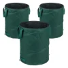 Relaxdays Självbärande trädgårdsavfallspåsar, 3-pack, 90 L, 3 handtag, soptunna, UV-beständig, vattentät, grön