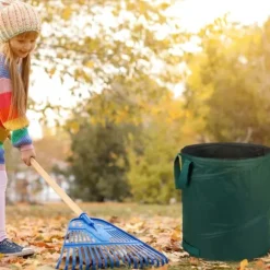 Relaxdays Självbärande trädgårdsavfallspåsar, 3-pack, 90 L, 3 handtag, soptunna, UV-beständig, vattentät, grön