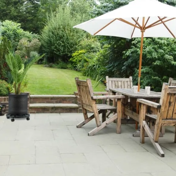 Relaxdays stöd rullande växter rund, i metall, rullande fat blomkrukor, antik utseende, grön