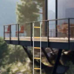 Repstege - Brand-/Räddningsstege - 12 m Längd - För Brandutrymning - Säkerhetskarbin - Brandsäker - Bärbar - Förlängningsbar