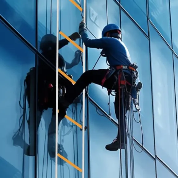 Repstege 12 m, räddnings- och brandstege, med karbinhakar, flamskyddad, för evakuering