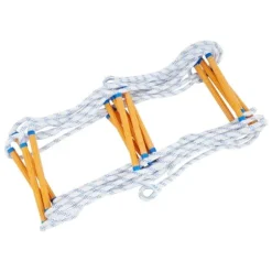 Repstege för nödutrymning - Portabel räddnings-/klätterstege - Höjd 3,8 m - Bredd 30 cm - Maxbelastning 100/120 kg - Fällbar - Färg Blå/Vit/Gul