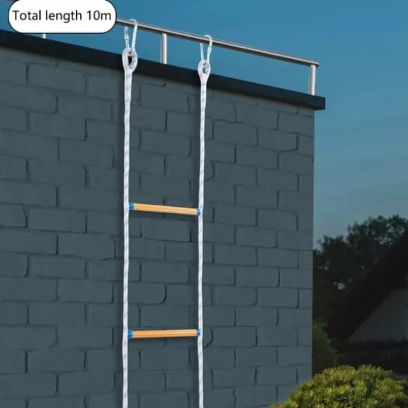 Repstege för nödutrymning - Portabel räddnings-/klätterstege - Höjd 3,8 m - Bredd 30 cm - Maxbelastning 100/120 kg - Fällbar - Färg Blå/Vit/Gul