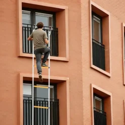 Repstege, 12m Längd, 0,9-tums Diameter, 440 lbs Belastningskapacitet, Halkfria Pedaler, Lämplig för Brandutrymnings