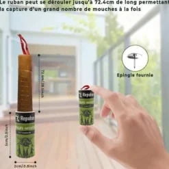 Repulseo® Flugfångarbånd [Tillverkat i EU], Inomhusflugpapper, Klistermussefälla, Alternativ till flugsmällare