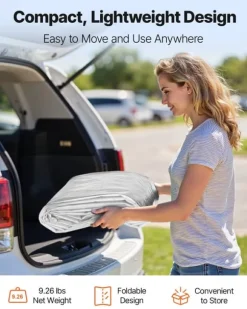 Reservtak för carport - Presenning 3 x 6 m - UV-beständig - Vattentät - Kraftig - Med bollsnoddar - Ram ingår ej - Grå