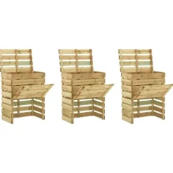 Ribbad trädgårdskompost 3 st 80x50x100 cm impregnerad furu