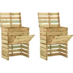 Ribbad trädgårdskompost 2 st 80x50x100 cm impregnerad furu