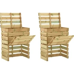 Ribbad trädgårdskompost 2 st 80x50x100 cm impregnerad furu