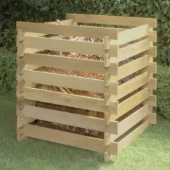 Ribbad trädgårdskompost 90x90x90 cm impregnerad furu