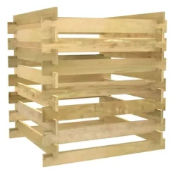 Ribbad trädgårdskompost 90x90x90 cm impregnerad furu