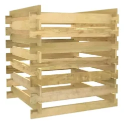 Ribbad trädgårdskompost 90x90x90 cm impregnerad furu