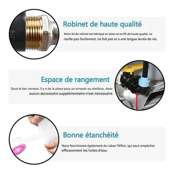 Robinet Cuve 1000L - Robinet IBC Col de Cygne de Cuve - Robinet en laiton - S60x6 - Filetage Grossier 3/4'' - 32cm