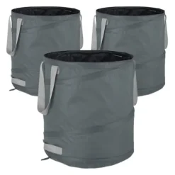 Robust set med 3 popup-bladpåsar 85 L grå