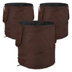 Robust set med 3 popup-bladpåsar 85 l bruna
