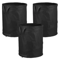 Robust set med 3 popup-bladpåsar 85 l svart