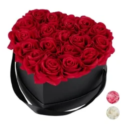 Robust svart roslåda hjärta 18 rosor