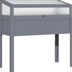 Rootz - Upphöjt växthus - Upphöjt växthus - 2-i-1 träväxthus - Med förhöjd trädgårdslåda - Upphöjd säng - Öppningsbar topp för blommor - Grå - 120 x 5 | CDON