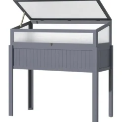 Rootz - Upphöjt växthus - Upphöjt växthus - 2-i-1 träväxthus - Med förhöjd trädgårdslåda - Upphöjd säng - Öppningsbar topp för blommor - Grå - 120 x 5 | CDON