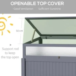 Rootz - Upphöjt växthus - Upphöjt växthus - 2-i-1 träväxthus - Med förhöjd trädgårdslåda - Upphöjd säng - Öppningsbar topp för blommor - Grå - 120 x 5 | CDON