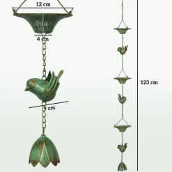 Rootz 3er Set Rain Chain - Drain Chain - Rainflow Chain - Corrosion -resistent - 123cm x Ø12cm för enkel trädgårdsdekoration