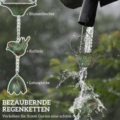 Rootz 3er Set Rain Chain - Drain Chain - Rainflow Chain - Corrosion -resistent - 123cm x Ø12cm för enkel trädgårdsdekoration