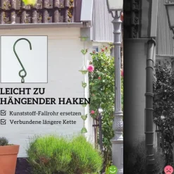 Rootz 3er Set Rain Chain - Drain Chain - Rainflow Chain - Corrosion -resistent - 123cm x Ø12cm för enkel trädgårdsdekoration