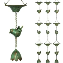 Rootz 3er Set Rain Chain - Drain Chain - Rainflow Chain - Corrosion -resistent - 123cm x Ø12cm för enkel trädgårdsdekoration