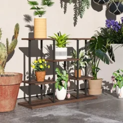 Rootz Flower Stand med 4 nivåer - 4 -stegs växtstativ - Blommorpotthållare - Stable & Elegant - 80 cm x 24 cm x 61,5 cm