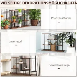 Rootz Flower Stand med 4 nivåer - 4 -stegs växtstativ - Blommorpotthållare - Stable & Elegant - 80 cm x 24 cm x 61,5 cm