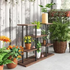 Rootz Flower Stand med 4 nivåer - 4 -stegs växtstativ - Blommorpotthållare - Stable & Elegant - 80 cm x 24 cm x 61,5 cm