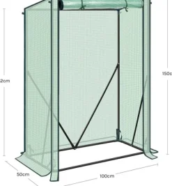 Rootz Foil Greenhouse - Plant Shelter - Weather Protection - UV Resistant - Steel & PE Tarpaulin - 100x50x150/132 cm