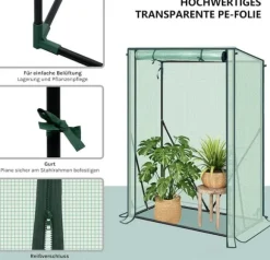 Rootz Foil Greenhouse - Plant Shelter - Weather Protection - UV Resistant - Steel & PE Tarpaulin - 100x50x150/132 cm
