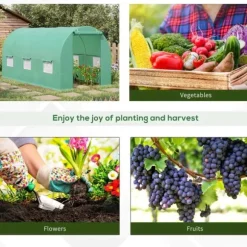 Rootz Folie Växthus - Tomat Växthus - Tunnel Växthus - Växthus - Grön - 445 X 190 X 200 CM