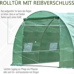 Rootz Folie Växthus - Tomat Växthus - Tunnel Kall Ram - Växthus - Tomat Folie Växthus - Grön - 590 X 300 X 200 CM