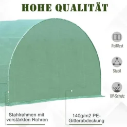 Rootz Folie Växthus - Tomat Växthus - Tunnel Kall Ram - Växthus - Tomat Folie Växthus - Grön - 590 X 300 X 200 CM