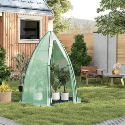 Rootz Growhouse - Plant House - Greenhouse - Winter Protection - 130 GSM PE - 160x180x160cm - Transparent, grön