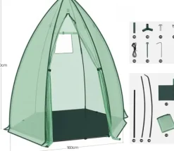 Rootz Growhouse - Plant House - Greenhouse - Winter Protection - 130 GSM PE - 160x180x160cm - Transparent, grön