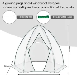 Rootz koniskt växthus - Trädgårdsväxthus - Växthus - Väderbeständig, hållbar struktur, Optimal ventilation - 240cm x 200cm x 240cm / 160cm x 180cm x 1 | CDON