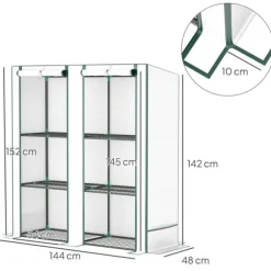 Rootz Mini -Greenhouse - Plant Shelter - Portable Greenhouse - UV Resistant - 144 x 48 x 152 cm - Perfekt för små trädgårdar