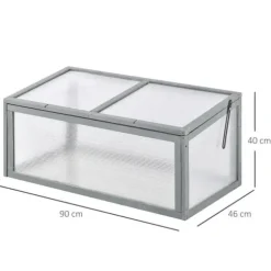 Rootz Miniväxthus - Trädgårdsväxthus - Trä + Polykarbonat - Grå - 90 x 46 x 40 cm