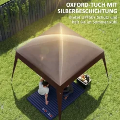 Rootz Pavilion Ersättningstak - Tarpaulin - Tältskydd - UPF50+ Sun Protection - Oxford Fabric - 240cm x 240 cm (överst) 300 cm x 300 cm (bas)