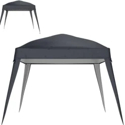 Rootz Pavilion Replacement Roof - Garden Tent Cover - Tarpaulin Canopy - UPF50+ Protection - 3x3m Base, 2.4x2.4m Top - Grey Oxford Fabric