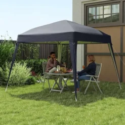Rootz Pavilion Replacement Roof - Garden Tent Cover - Tarpaulin Canopy - UPF50+ Protection - 3x3m Base, 2.4x2.4m Top - Grey Oxford Fabric