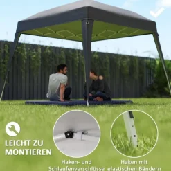 Rootz Pavilion Replacement Roof - Garden Tent Cover - Tarpaulin Canopy - UPF50+ Protection - 3x3m Base, 2.4x2.4m Top - Grey Oxford Fabric