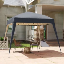 Rootz Pavilion Replacement Roof - Garden Tent Cover - Tarpaulin Canopy - UPF50+ Protection - 3x3m Base, 2.4x2.4m Top - Grey Oxford Fabric