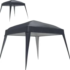 Rootz Pavilion Replacement Roof - Garden Tent Cover - Tarpaulin Canopy - UPF50+ Protection - 3x3m Base, 2.4x2.4m Top - Grey Oxford Fabric