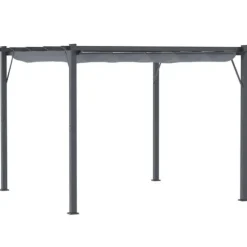 Rootz Pergola - Pergola Med Skjuttak - Aluminium - Polyester - Trädgård - Terrass - Balkong - Kolgrå - Mörkgrå - 300 x 300 x 223 cm